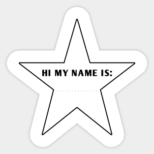 Hi My Name Is With Star Sticker